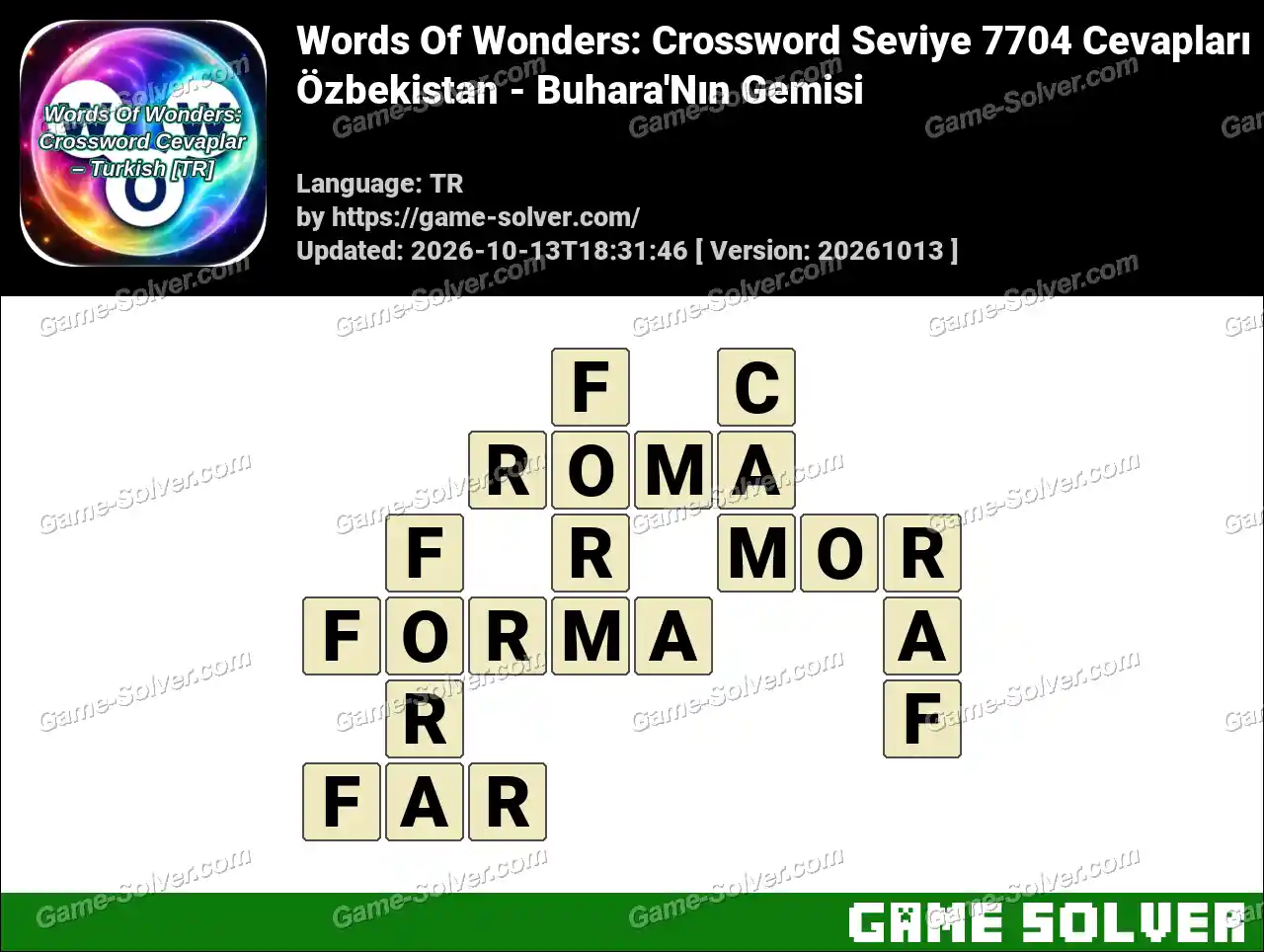 Words Of Wonders: Crossword Seviye 7704 Cevapları – Özbekistan – Buhara’Nın Gemisi